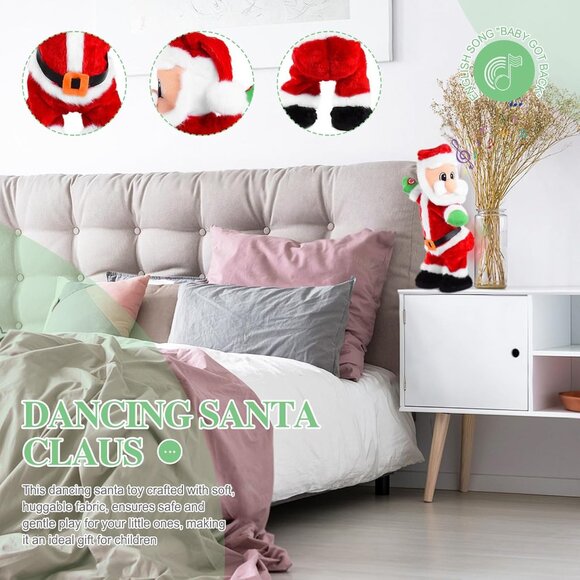 Twerking Santa Plush Toy Dancing Singing Christmas Stuffed Doll Gift for Kids - Picture 5 of 7